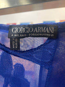 Giorgio Armani Blue Floral Sheer Silk Scarf