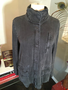 James Perse Size 2 Off Black Distressed Cotton Jacket