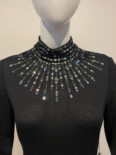Load image into Gallery viewer, St. John Size 0 Black Santana Knit Beaded Long Sleeve Gown Dress
