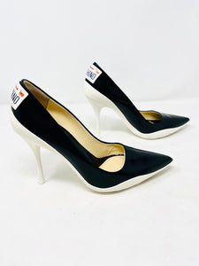 Moschino Black Patent Leather Licence Plate Pumps 2813-1-61221