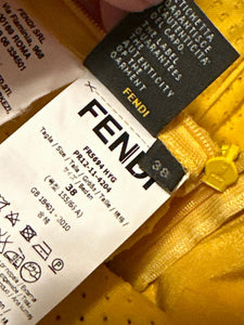 Fendi Size 38 Yellow Cotton High Waist Shorts