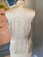 Load image into Gallery viewer, St. John Size 2 Tan White Floral Silk Sleeveless Blouse
