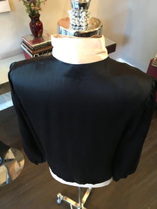 Brand Valentino Size S Black & Ivory Silk Satin Blouse - 2217-35-72319