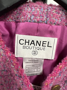 Chanel Size 36 Pink Baby Blue Wool Boucle Jacket